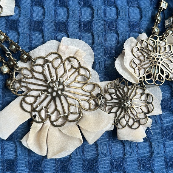 JCrew Elegant Floral Necklace with Crystal Accents - Picture 5 of 5